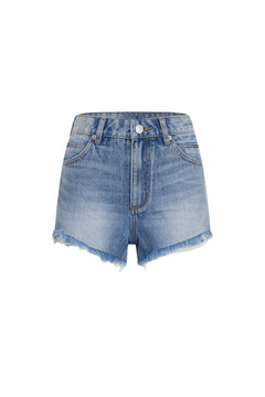 Blue Floral Rhinestone Denim Shorts - ANN ANDELMAN