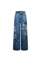 Blue Floral Wide - leg Jeans - ANN ANDELMAN