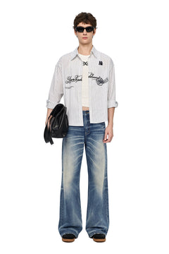 Blue Gradient Distressed Straight - Leg Jeans - ANN ANDELMAN