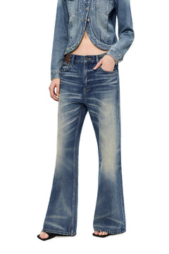Blue Gradient Distressed Straight - Leg Jeans - ANN ANDELMAN