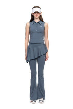 Blue - Grey Tight - Fitting POLO Vest - ANN ANDELMAN