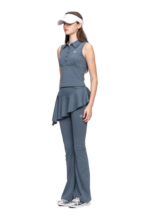 Blue - Grey Tight - Fitting POLO Vest - ANN ANDELMAN