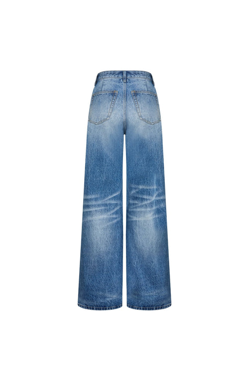 Blue Hand - whiskered Straight Leg Jeans - ANN ANDELMAN