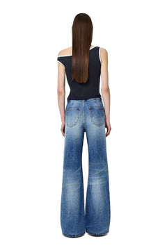 Blue Hand - whiskered Straight Leg Jeans - ANN ANDELMAN