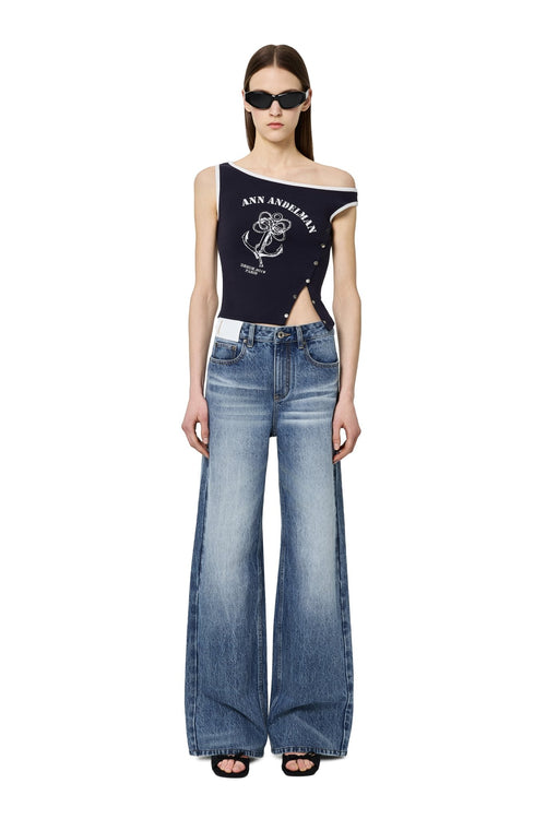 Blue Hand - whiskered Straight Leg Jeans - ANN ANDELMAN