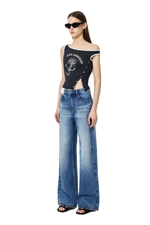 Blue Hand - whiskered Straight Leg Jeans - ANN ANDELMAN