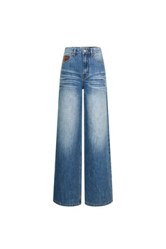 Blue Hand-whiskered Washed Denim Jeans - ANN ANDELMAN