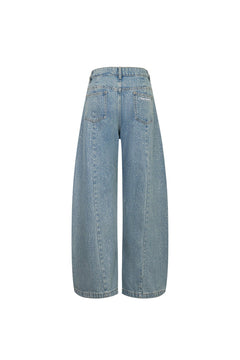 Blue High - waisted Jeans With Sparkling Rhinestones - ANN ANDELMAN