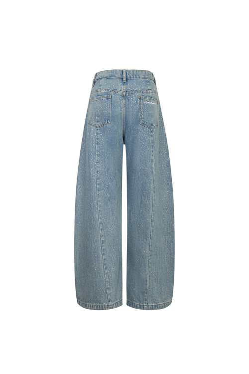 Blue High - waisted Jeans With Sparkling Rhinestones - ANN ANDELMAN
