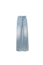 Blue High - waisted Straight - leg Jeans with Subtle Distressing - ANN ANDELMAN