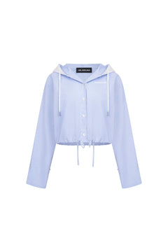 Blue Hooded Plaid Shirt - ANN ANDELMAN