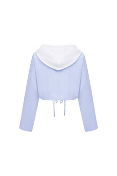 Blue Hooded Plaid Shirt - ANN ANDELMAN