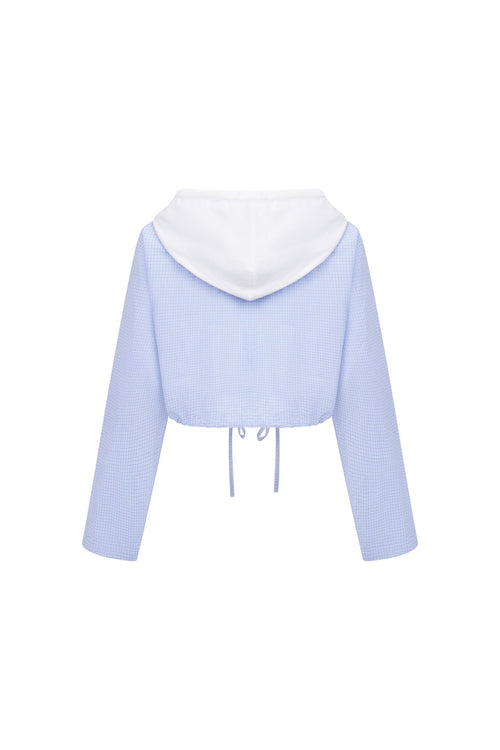 Blue Hooded Plaid Shirt - ANN ANDELMAN