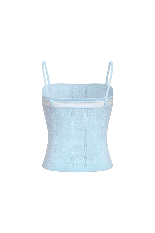 Blue Jacquard Camisole - ANN ANDELMAN