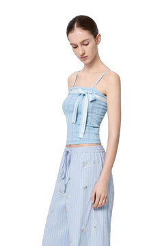 Blue Jacquard Camisole - ANN ANDELMAN