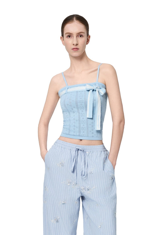 Blue Jacquard Camisole - ANN ANDELMAN