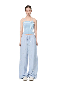 Blue Jacquard Camisole - ANN ANDELMAN
