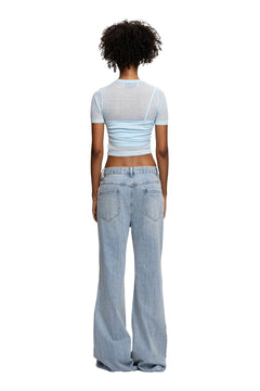 Blue Knitted Lightweight T-shirt - ANN ANDELMAN