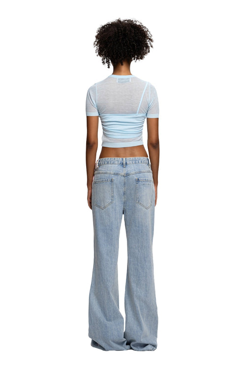 Blue Knitted Lightweight T-shirt - ANN ANDELMAN