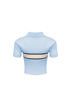Blue Knitted Polo Shirt - ANN ANDELMAN