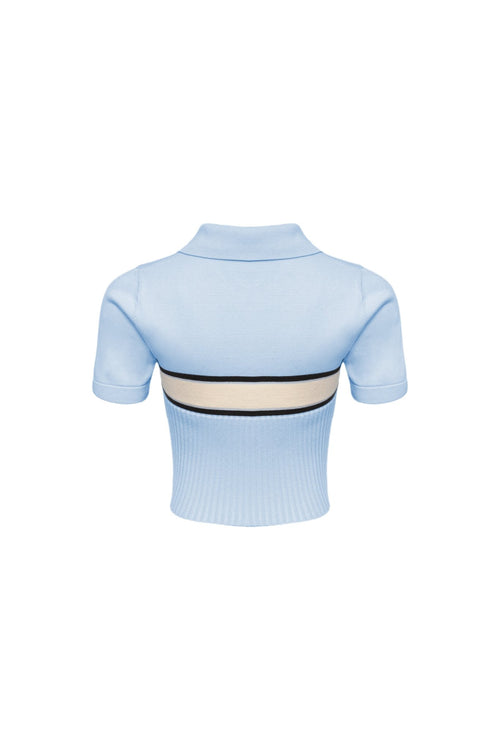 Blue Knitted Polo Shirt - ANN ANDELMAN