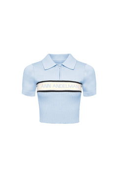 Blue Knitted Polo Shirt - ANN ANDELMAN