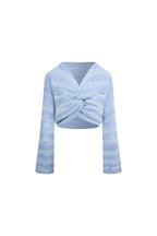 Blue Knotted Striped Knit Cardigan - ANN ANDELMAN