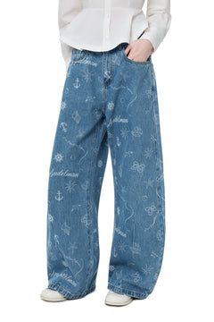 Blue Laser - cut Curved Jeans - ANN ANDELMAN