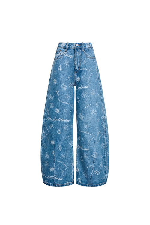 Blue Laser - cut Curved Jeans - ANN ANDELMAN