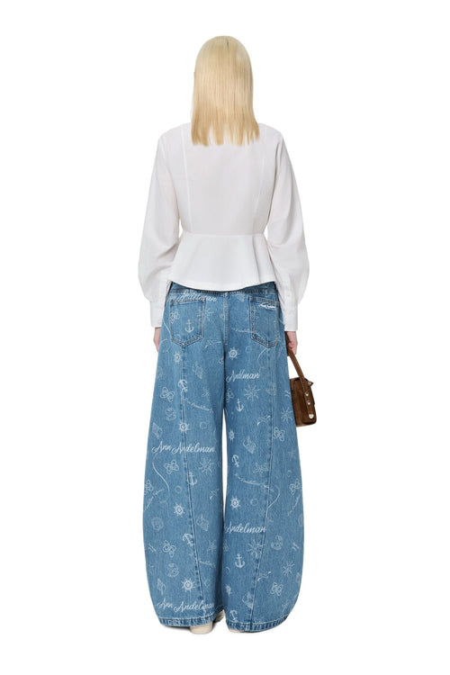 Blue Laser - cut Curved Jeans - ANN ANDELMAN