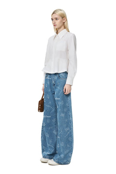Blue Laser - cut Curved Jeans - ANN ANDELMAN