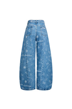 Blue Laser - cut Curved Jeans - ANN ANDELMAN
