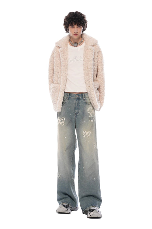 Blue Logo Embroidered Flared Jeans - ANN ANDELMAN