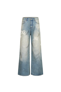 Blue Logo Embroidered Flared Jeans - ANN ANDELMAN