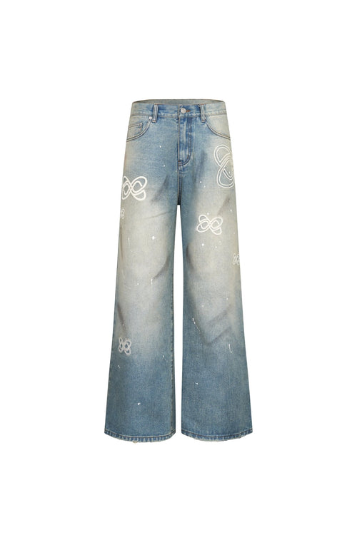 Blue Logo Embroidered Flared Jeans - ANN ANDELMAN