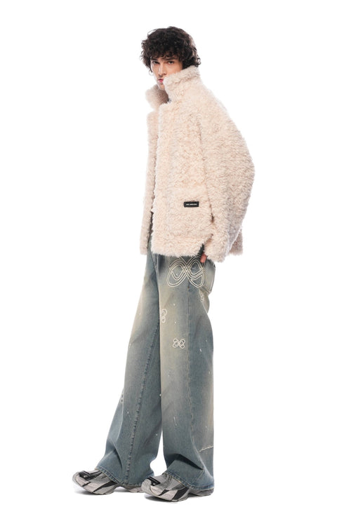 Blue Logo Embroidered Flared Jeans - ANN ANDELMAN