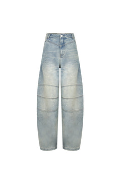 Blue Loose - fitting Washed Balloon Pants - ANN ANDELMAN