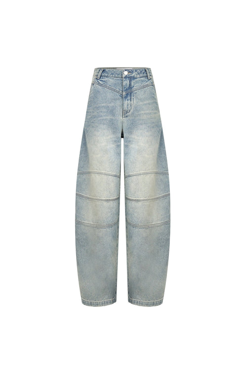 Blue Loose - fitting Washed Balloon Pants - ANN ANDELMAN