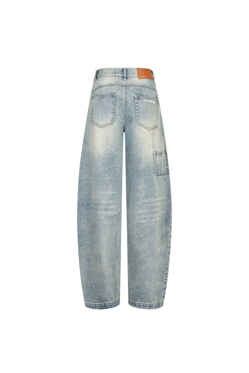 Blue Loose - fitting Washed Balloon Pants - ANN ANDELMAN