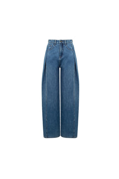 Blue Mid - high Waist Wide - leg Jeans - ANN ANDELMAN