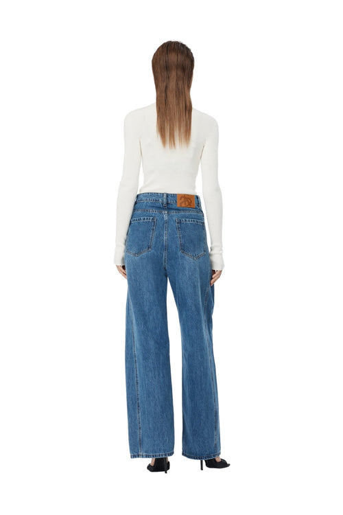 Blue Mid - high Waist Wide - leg Jeans - ANN ANDELMAN