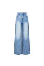 Blue Musical Note Beaded Embroidered Jeans - ANN ANDELMAN