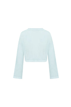 Blue Openwork Tie - up Knit Cardigan - ANN ANDELMAN