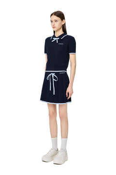 Blue Patchwork Knit Midi Skirt - ANN ANDELMAN