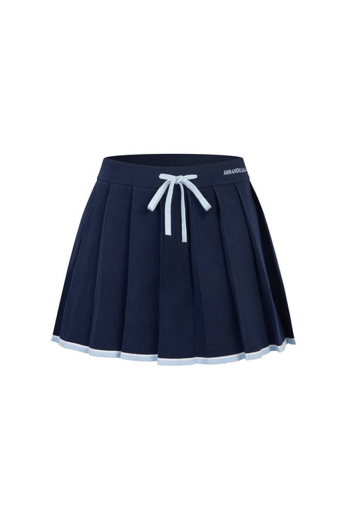 Blue Patchwork Knit Midi Skirt - ANN ANDELMAN