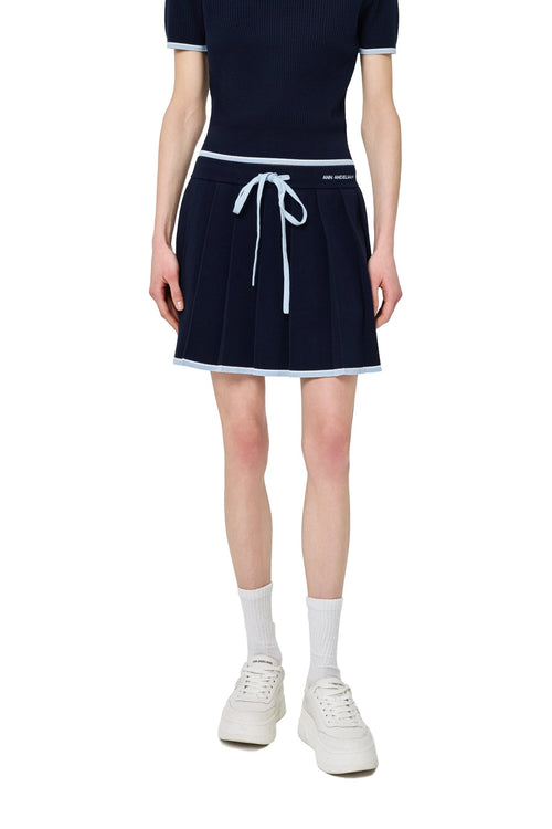 Blue Patchwork Knit Midi Skirt - ANN ANDELMAN