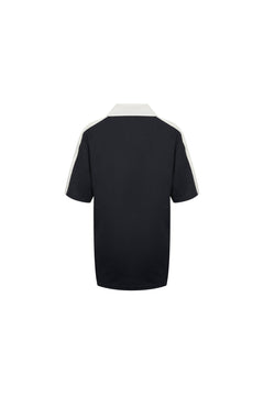 Blue Patchwork Printed Polo T-Shirt - ANN ANDELMAN