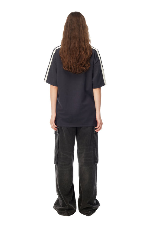 Blue Patchwork Printed Polo T-Shirt - ANN ANDELMAN