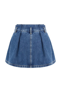 Blue Pleated Denim Midi Skirt - ANN ANDELMAN