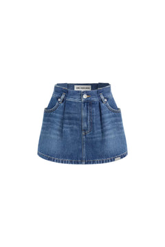 Blue Pleated Denim Midi Skirt - ANN ANDELMAN